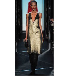 NWT Diane von Furstenberg Runway Metallic Backless Chastity Sparkler Dress M 8